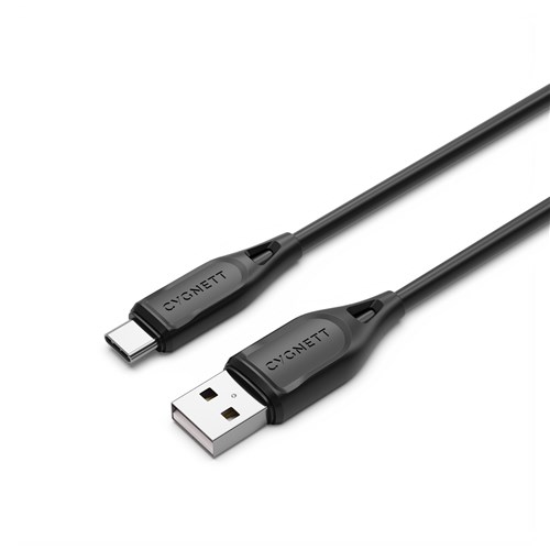 CYGNETT USB A TO USB C 1 Metre Charger Cable Black